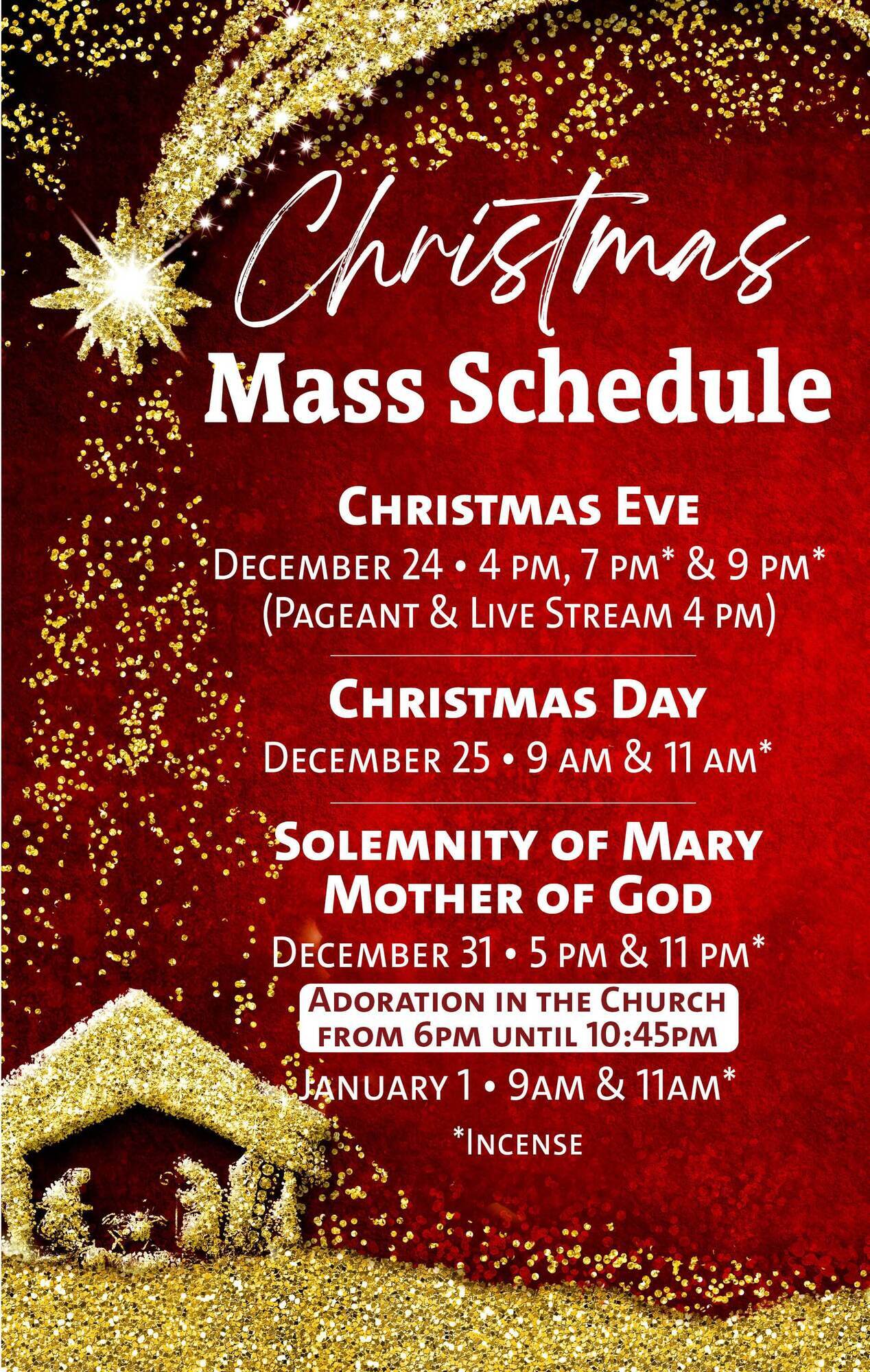 Christmas schedule 2025